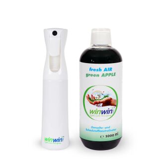 SET: fresh AIR "green APPLE" Luftreinigungs-Konzentrat 1000ml + Spray Pump