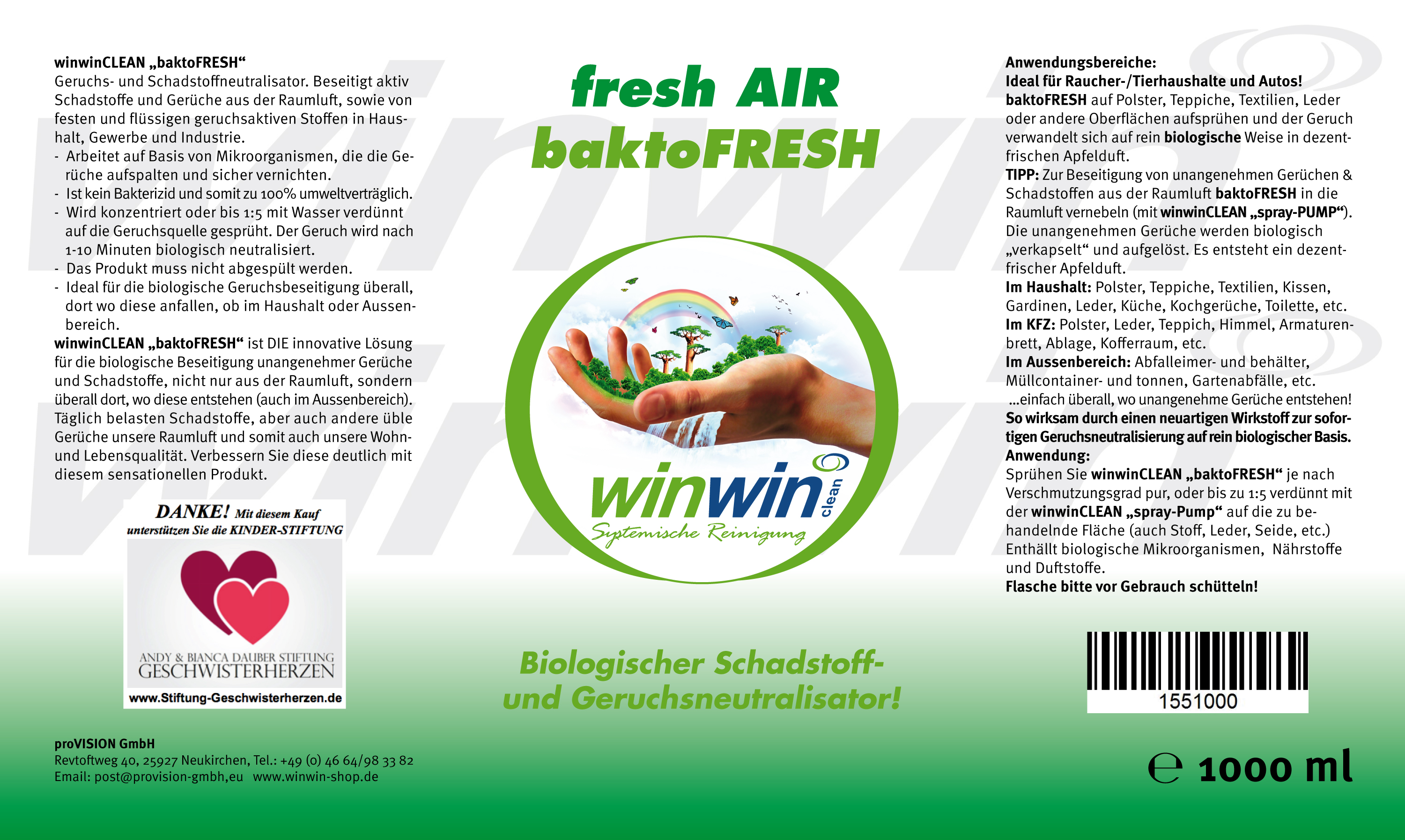 baktoFRESH 1000ml BIOLOGISCHER Schadstoff- & Geruchsneutralisator, 21,90 €